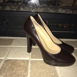 Michael Kors chocolate brown 4 inch platform pumps